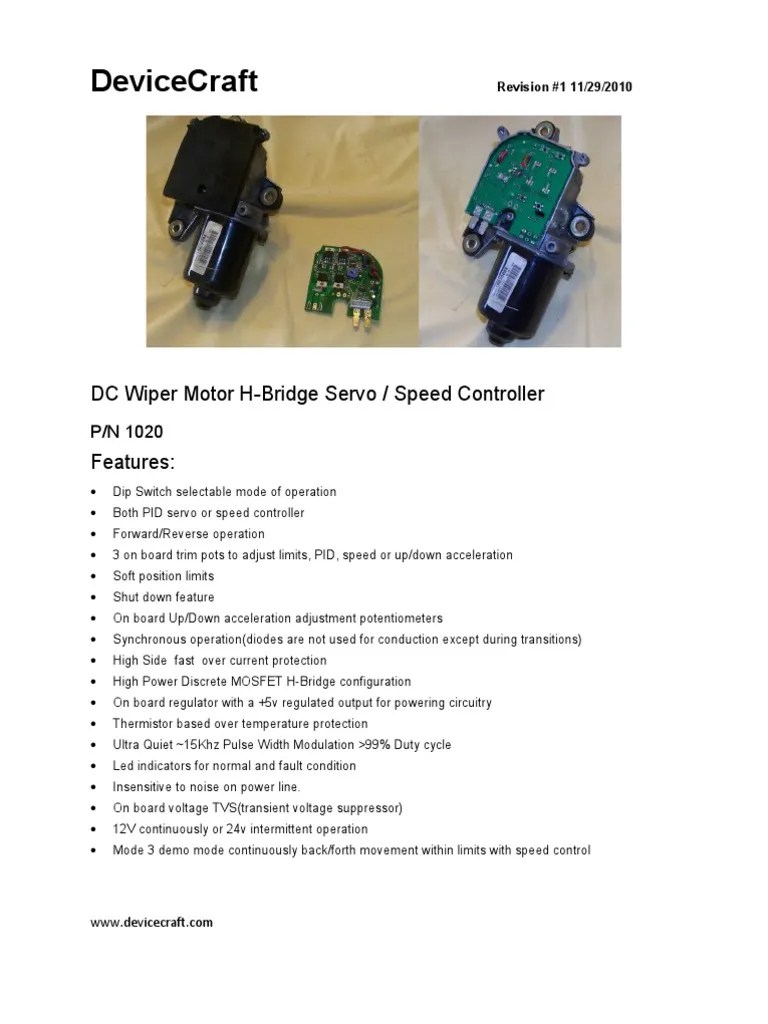Device Craft Wiper Motor Spec PDF Mosfet Inductor