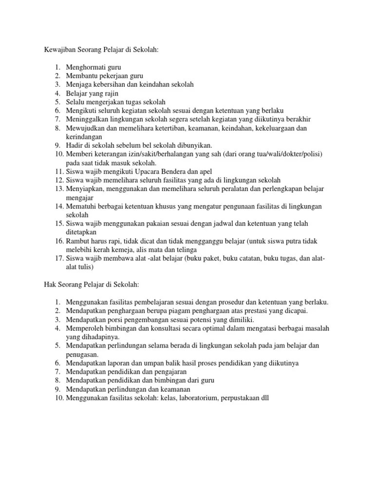 Kewajiban Seorang Pelajar Di Sekolah | PDF