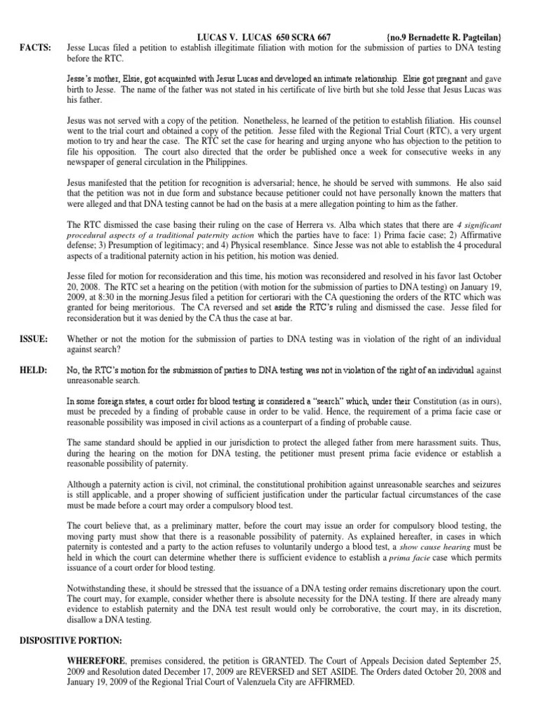 No 9 Lucas Vs Lucas PDF