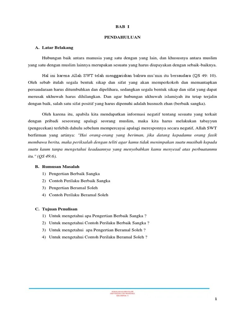 Maklah Menghiasi Pribadi Dengan Berbaik Sangka Dan Amal Soleh | PDF