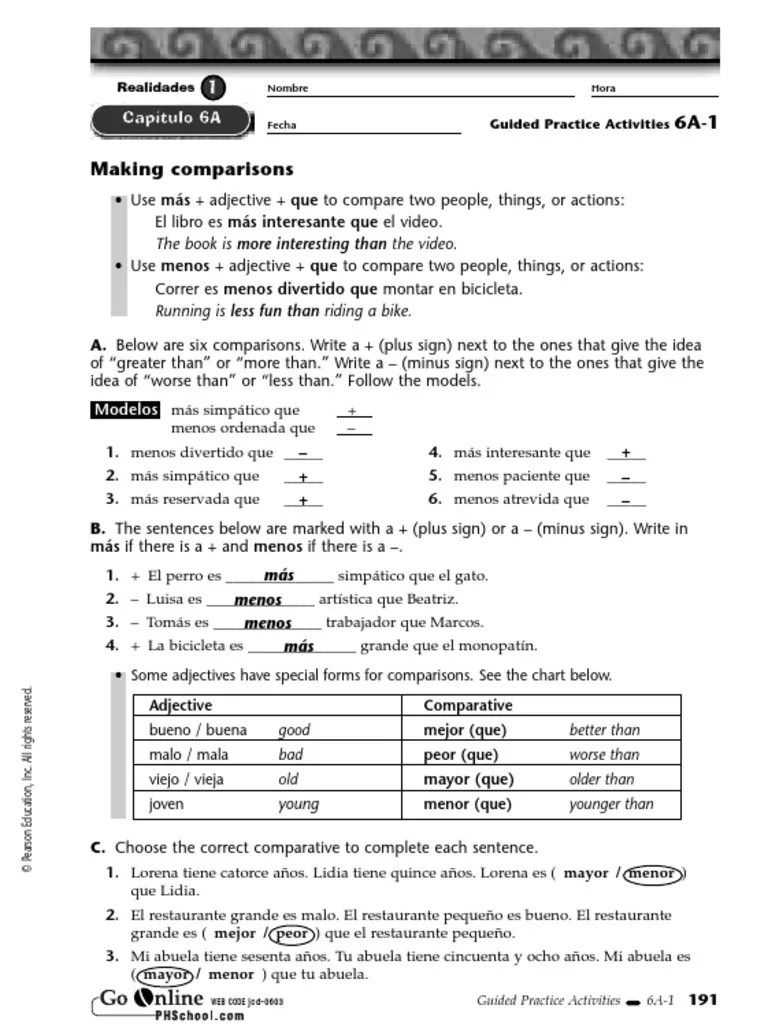 Guided Practice Activities Answers 6a-1 | PDF