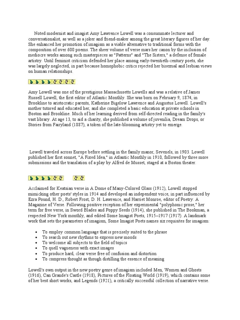 Amy Lowell Poetry Fiction & Literature
