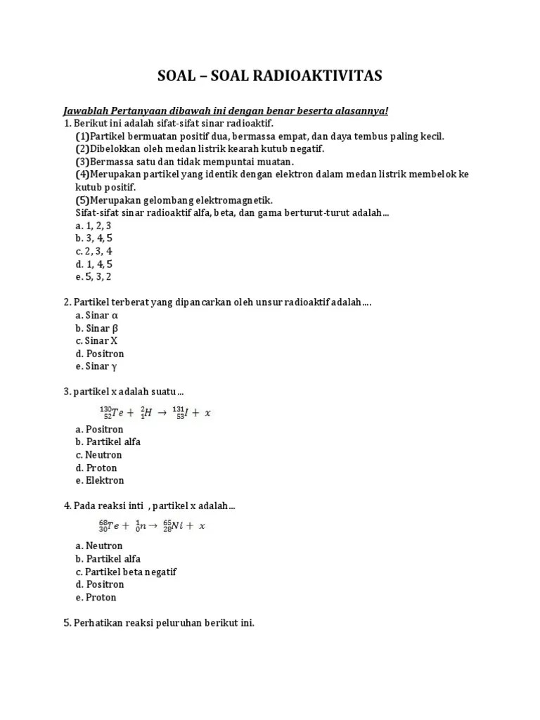 Soal Radioaktivitas Saja | PDF