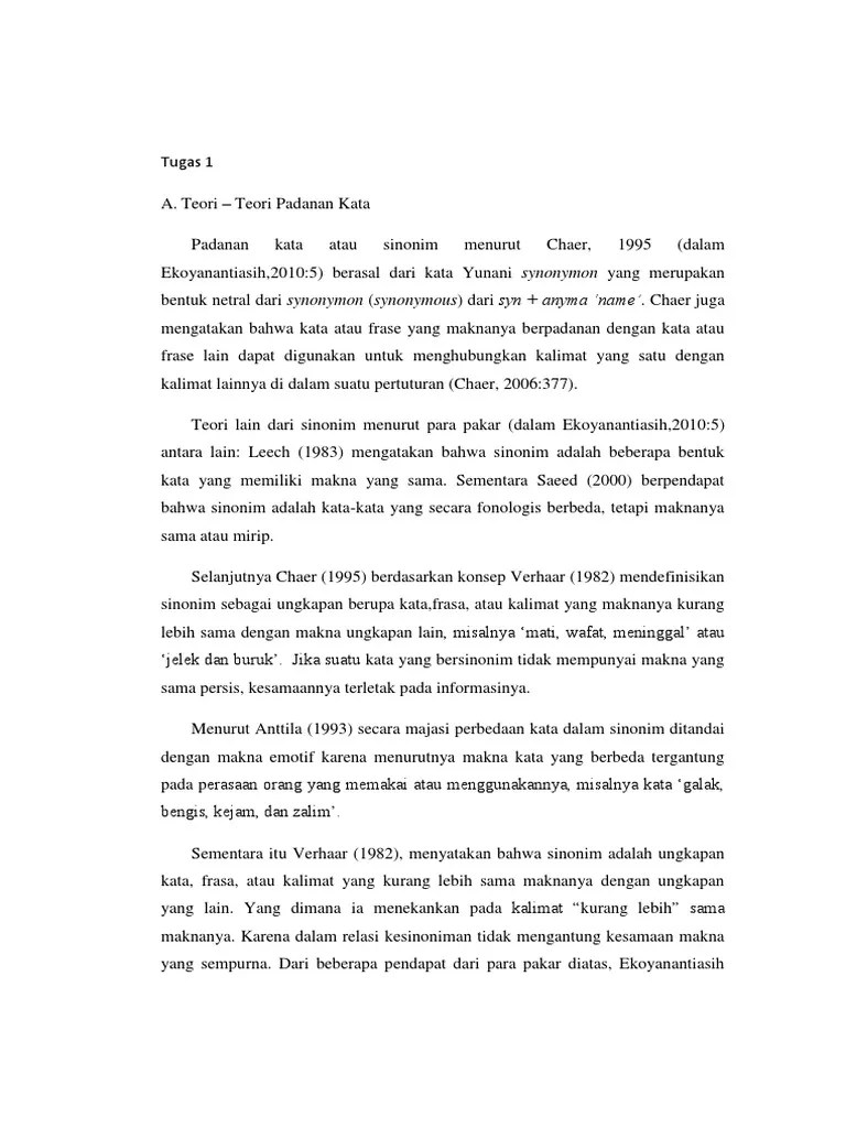 Tugas 1 Padanan Kata (Teori, Soal 50no) | PDF