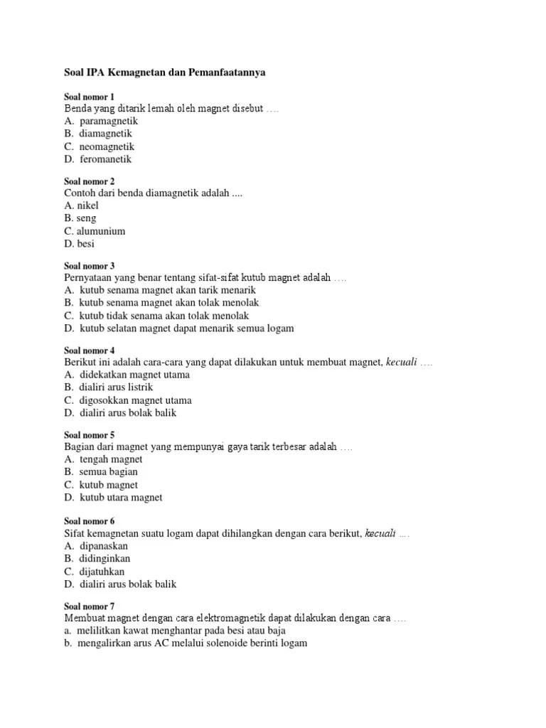 Soal IPA Kemagnetan Dan Pemanfaatannya | PDF