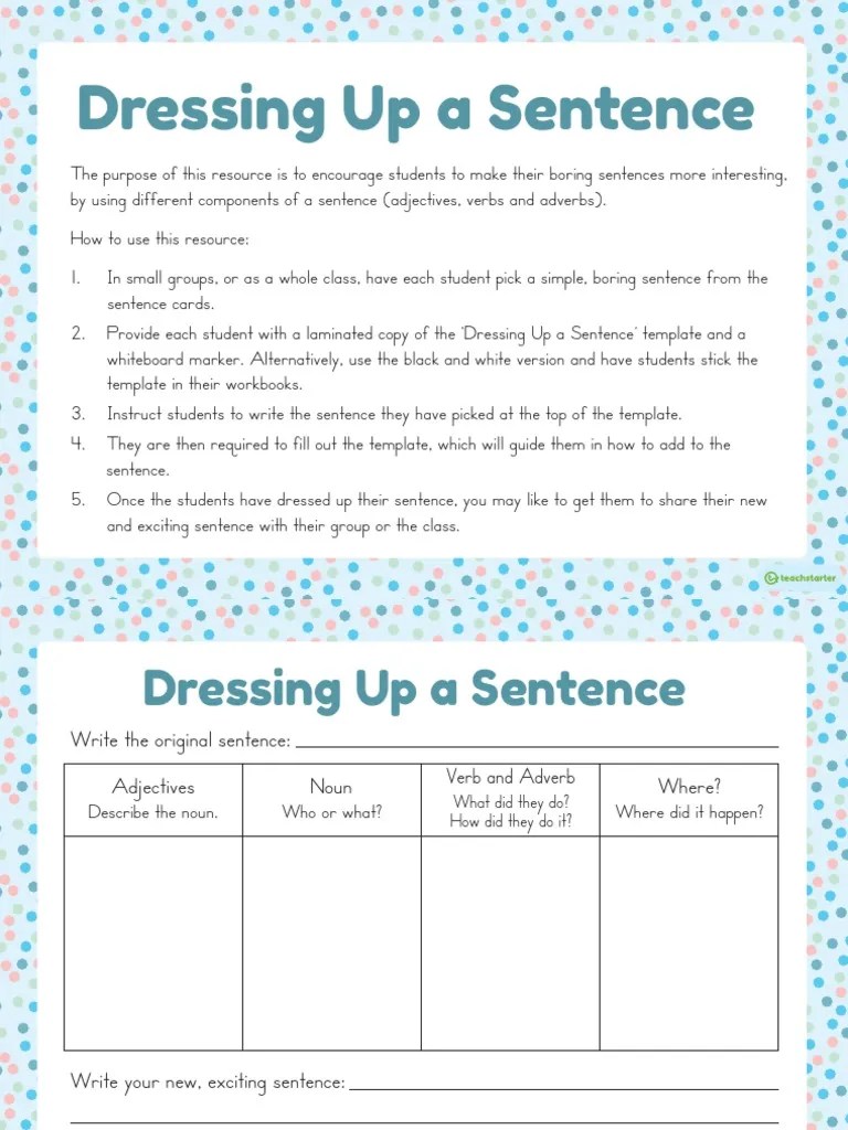 Dressing Up A Sentence Activity PDF