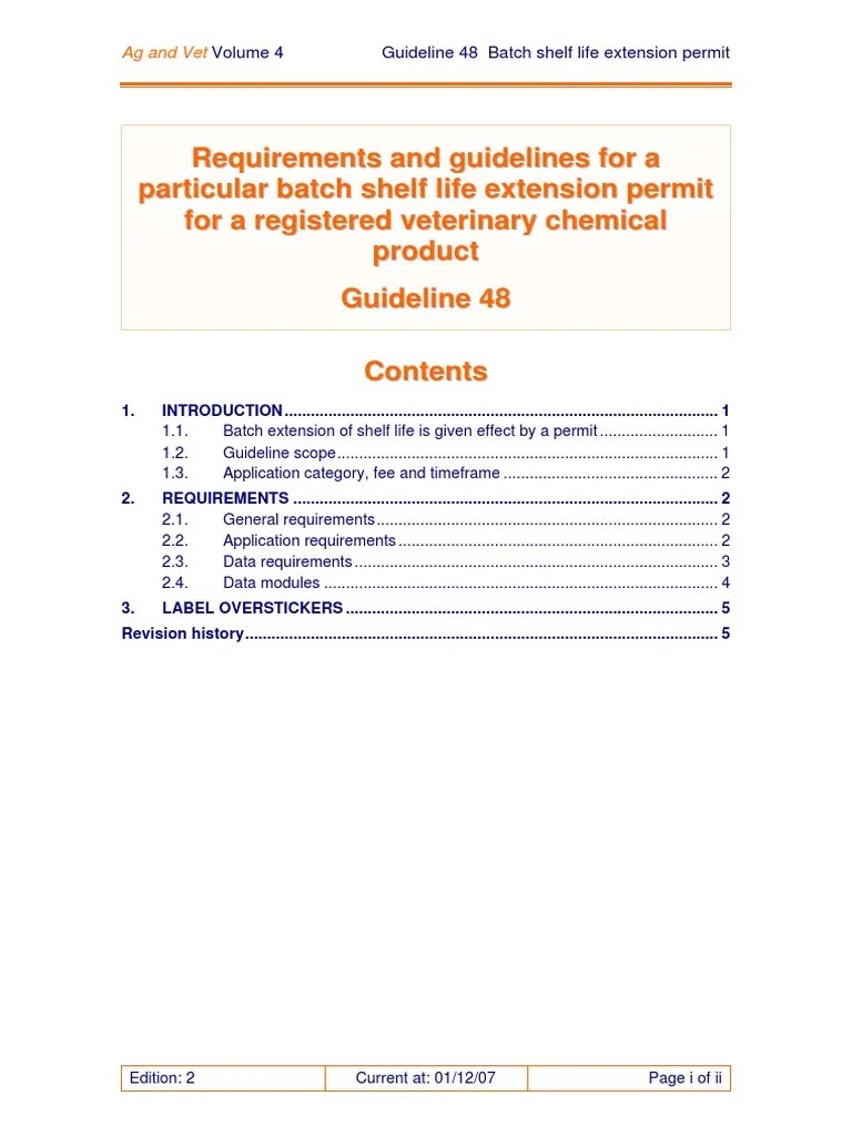 APVMA Batch Shelf Life Extension Permit PDF Shelf Life Warehouse