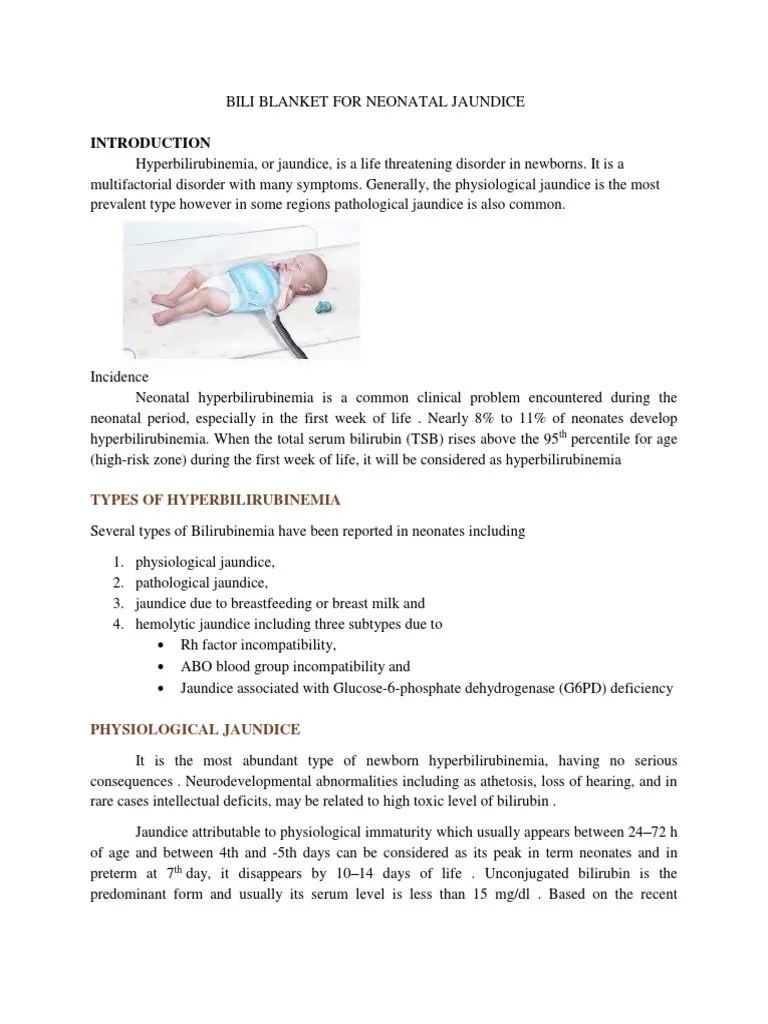 Bili Blanket For Neonatal Jaundice PDF Breastfeeding Diseases And Disorders