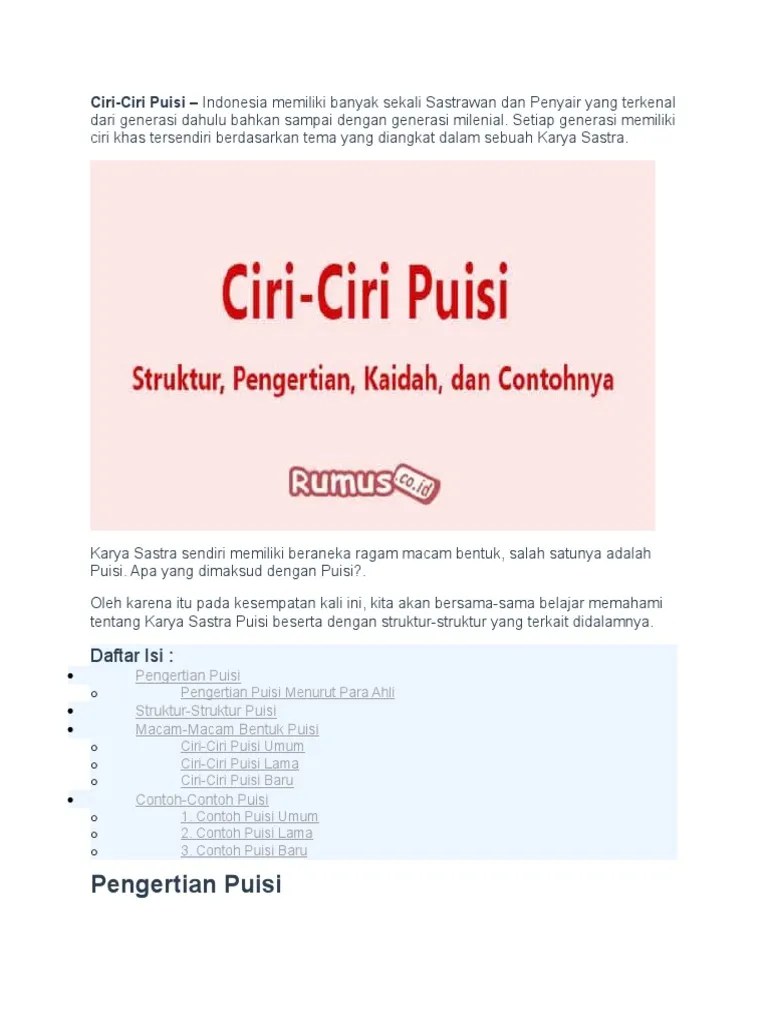 Ciri PUISI | PDF
