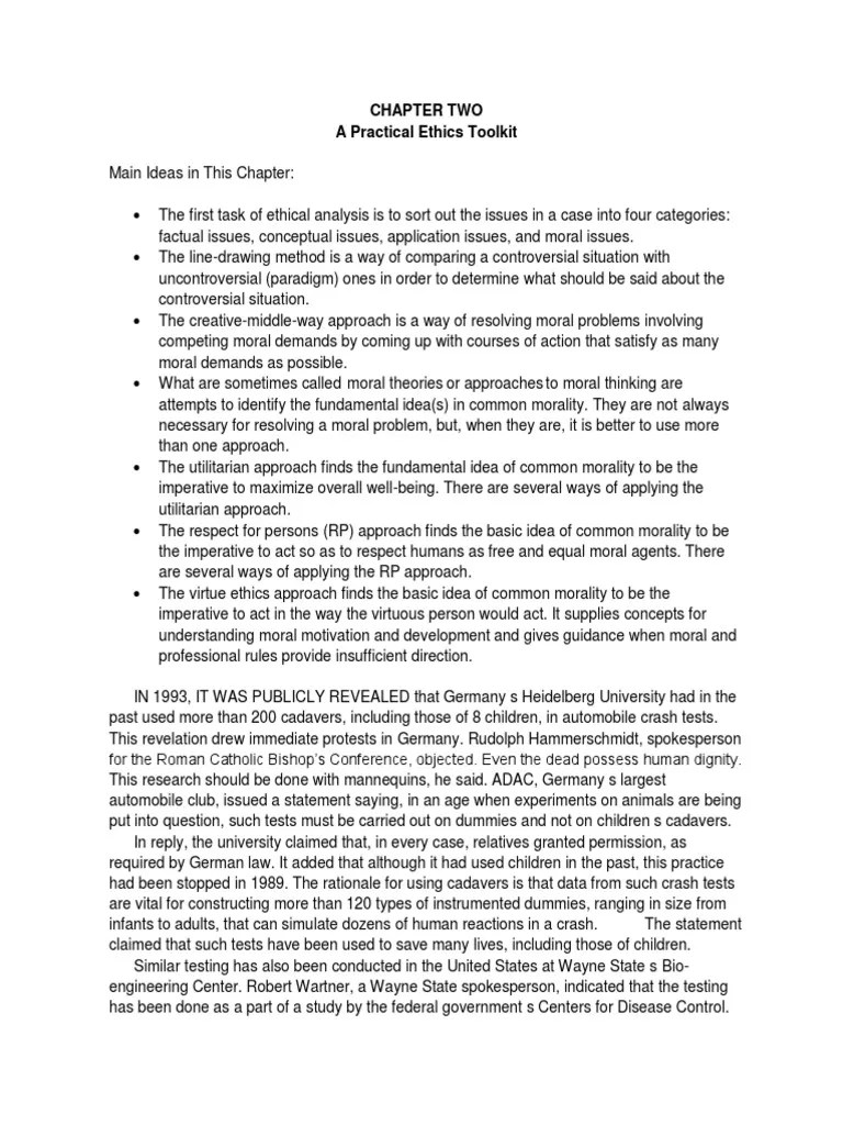 Chapter 2 A Practical Ethics Toolkit PDF CostBenefit Analysis