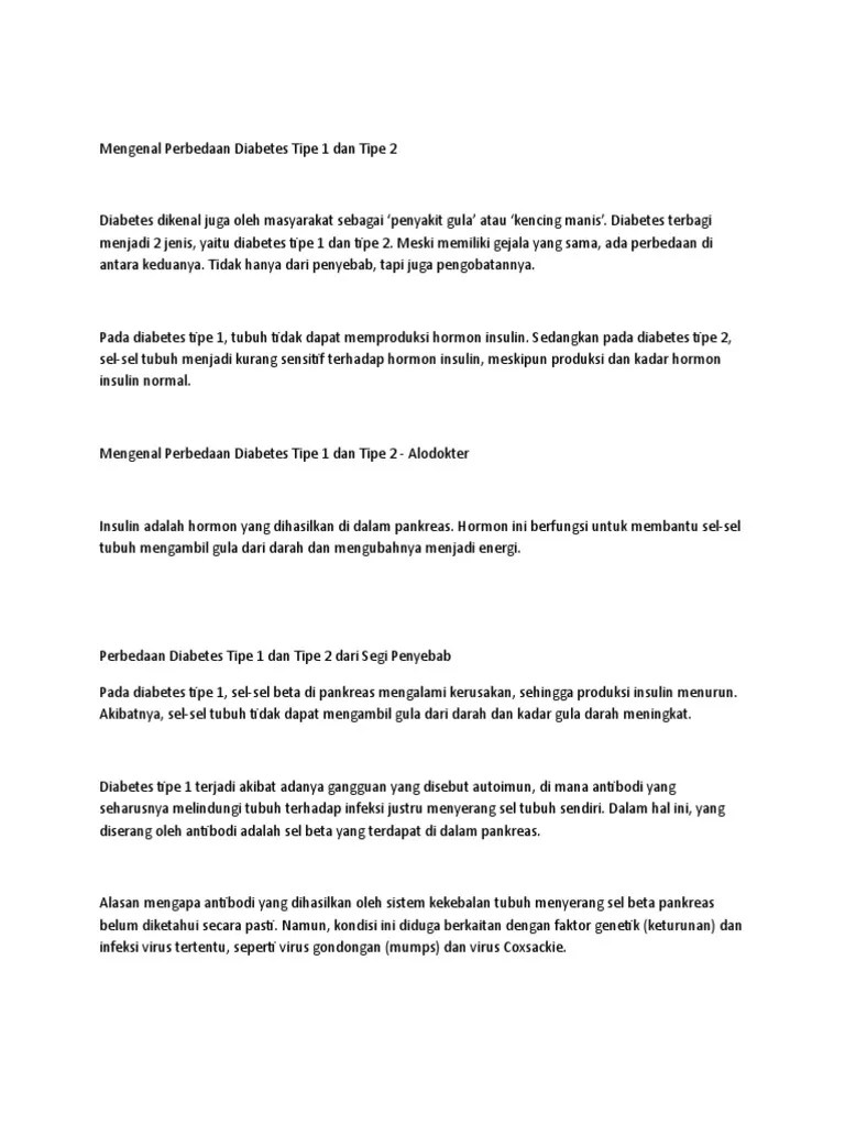 Perbedaan DM Tipe I Dan DM Tipe II | PDF