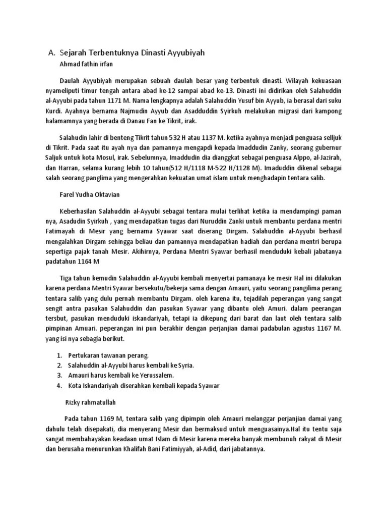 Sejarah Terbentuknya Dinasti Ayyubiyah | PDF