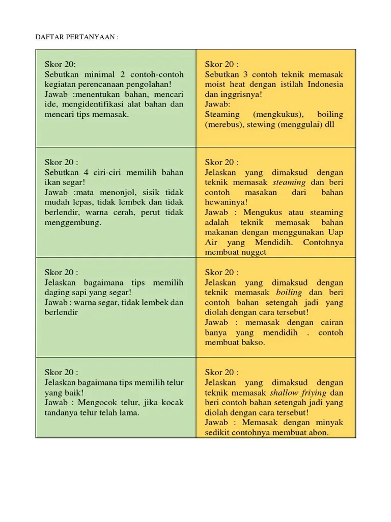 DAFTAR PERTANYAAN Terbaru | PDF