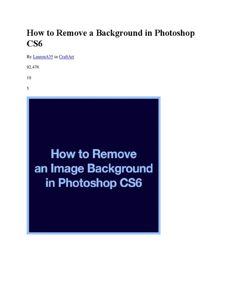 How To Remove A Background in CS6 PDF