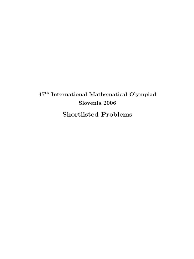 IMO Shortlist 2006 Original Without Solutions PDF