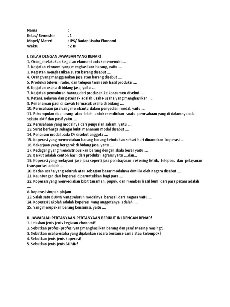 Soal IPS Badan Usaha | PDF