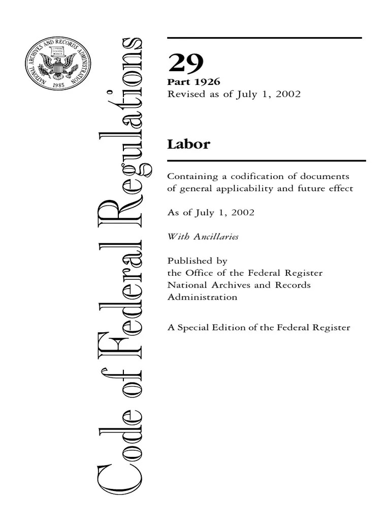 Osha 1926 Construction Code Of Federal Regulations United States Code