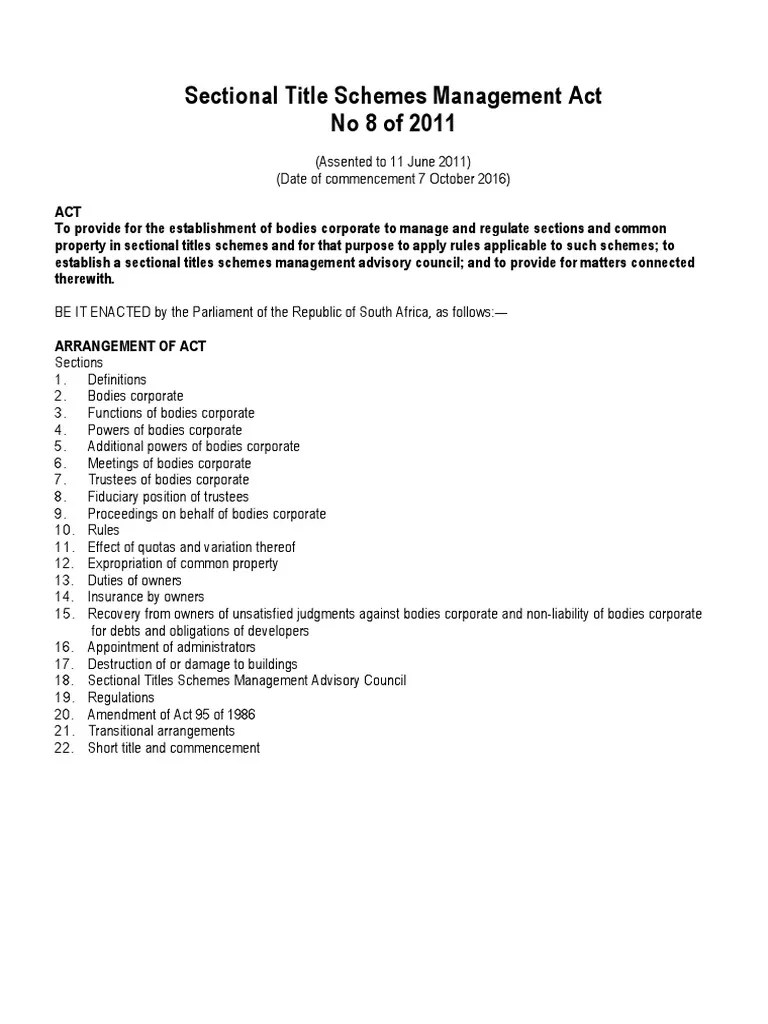 Sectional Titles Schemes Management Act 2016 PDF Ownership