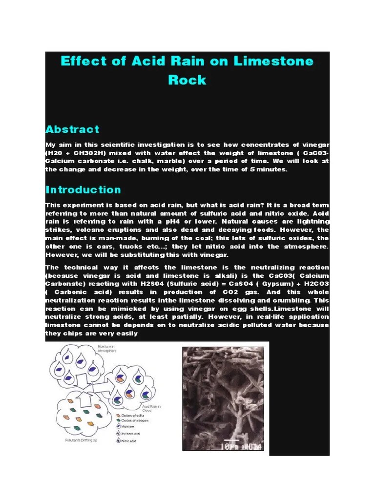 Effect of Acid Rain On Limestone Rock PDF Limestone Sulfuric Acid