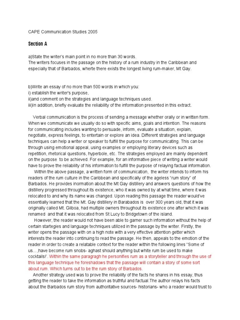 Cape Communication Studies Past Paper Answers Writers Communication