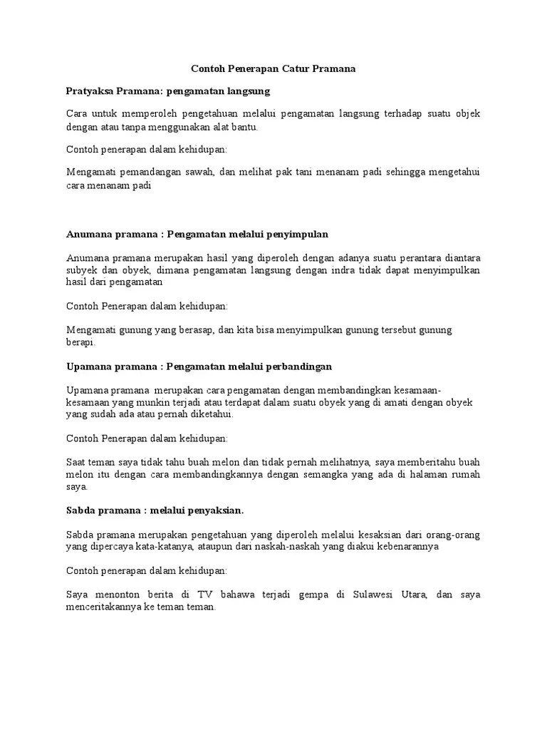 Contoh Penerapan Catur Pramana | PDF