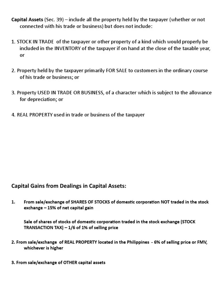 Tax Capital Assets | PDF | Capital Gains Tax | Gross Income