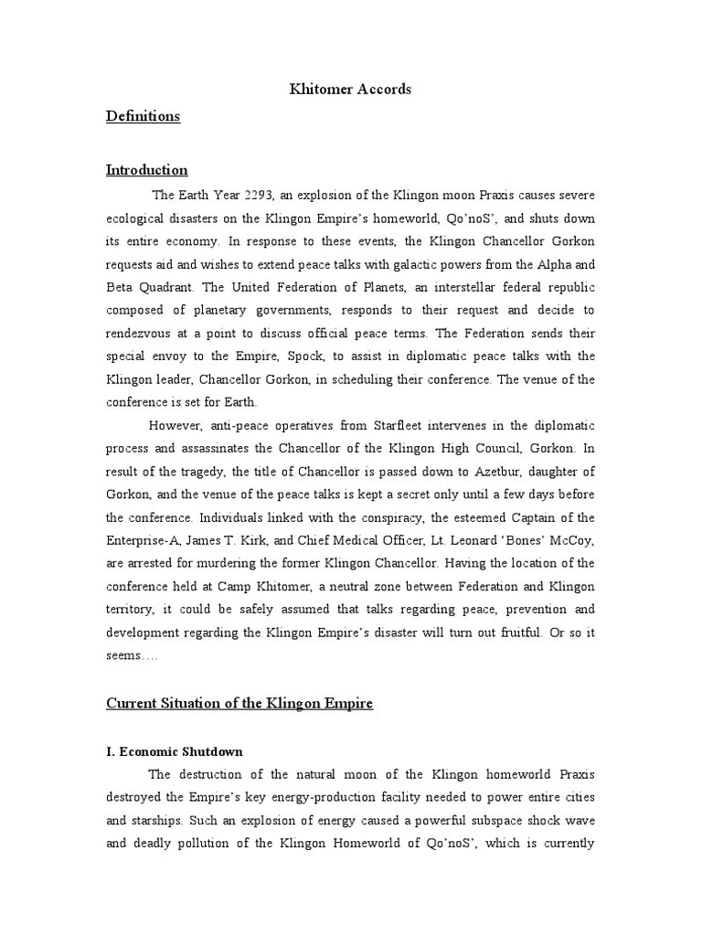 MUN Study Guide Imaginary Council Star Trek PDF Romulan Klingon