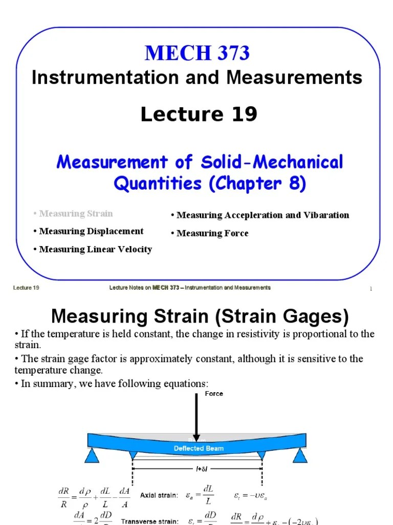 Measurement Techniques for SolidMechanical Quantities A Focus on