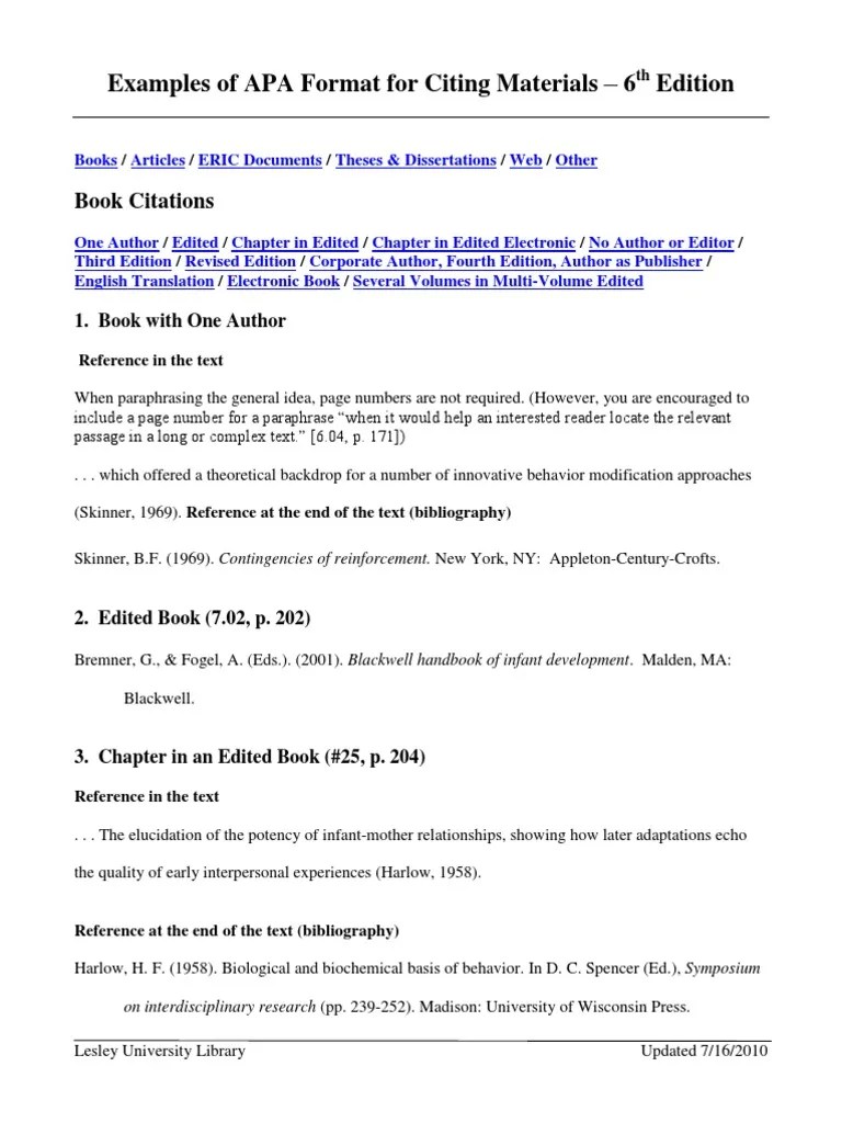 APA 6th Ed Lesley Examples PDF Thesis Apa Style