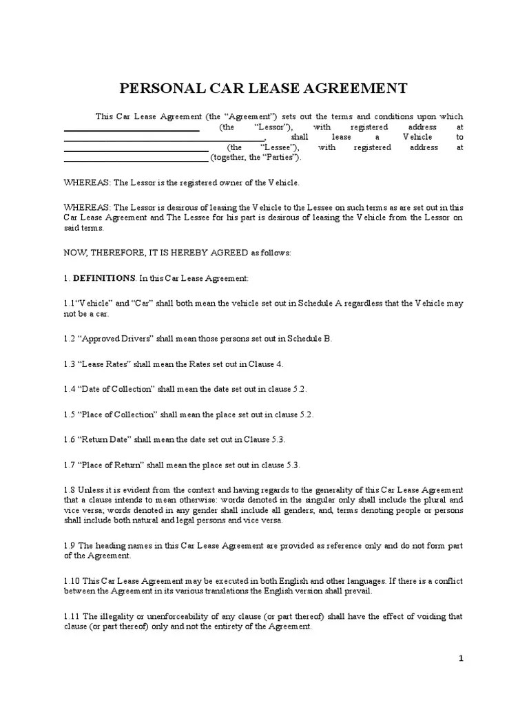 CAR LEASE AGREEMENT template Lease Indemnity