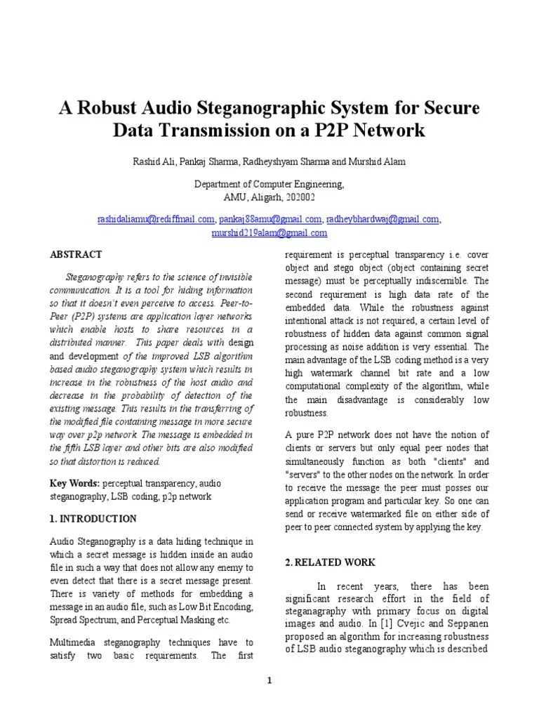 Audio Steganography PDF Digital Audio Computer Networking