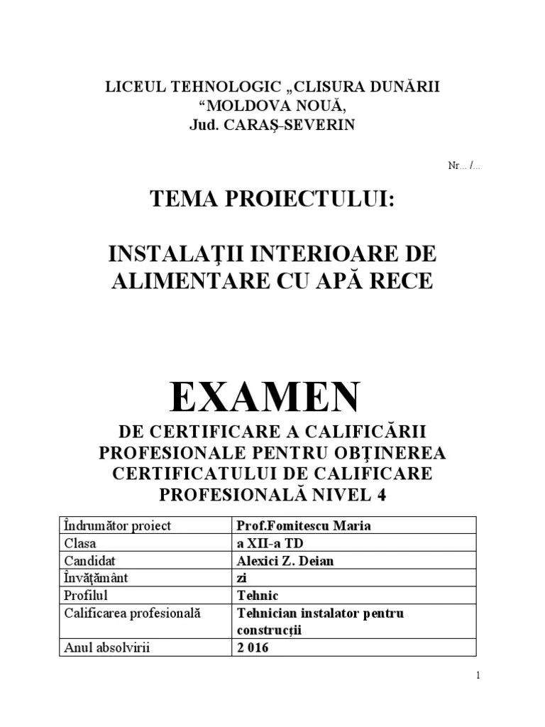 Instalatii Interioare de Alimentare Cu Apa Rece PDF