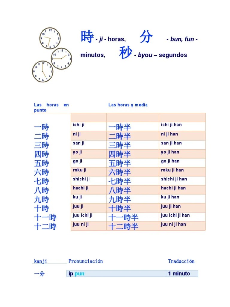 Horas, Minutos en Japones | PDF