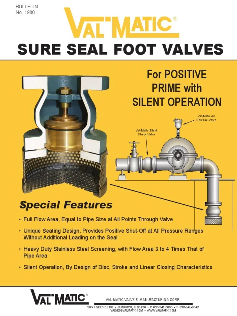 Valmatic Sure Seal Foot Valves PDF Valve Hydraulics