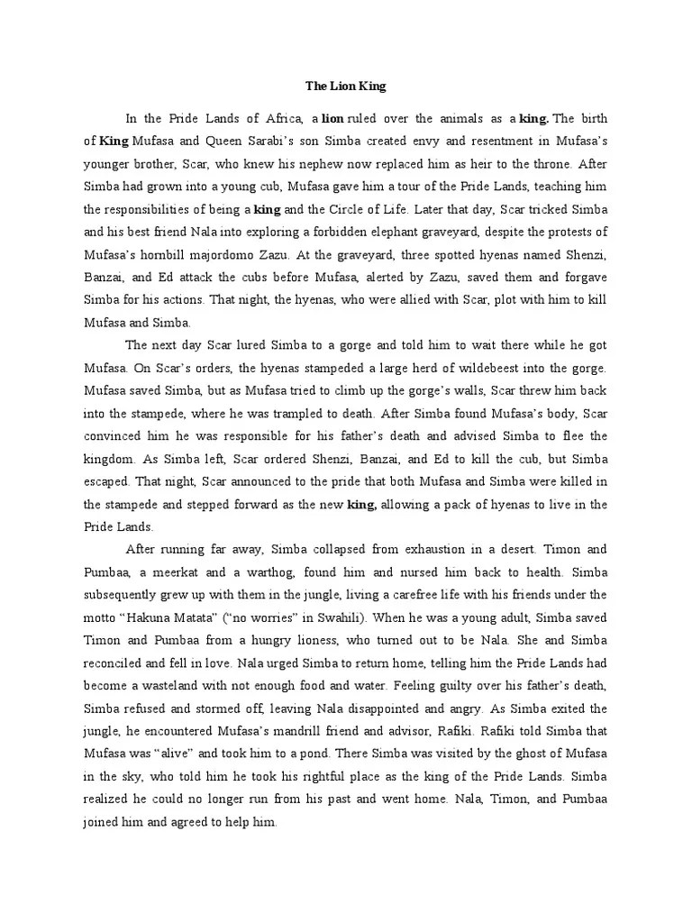 The Story of Simba How He Overcame Tragedy and Claimed His Rightful