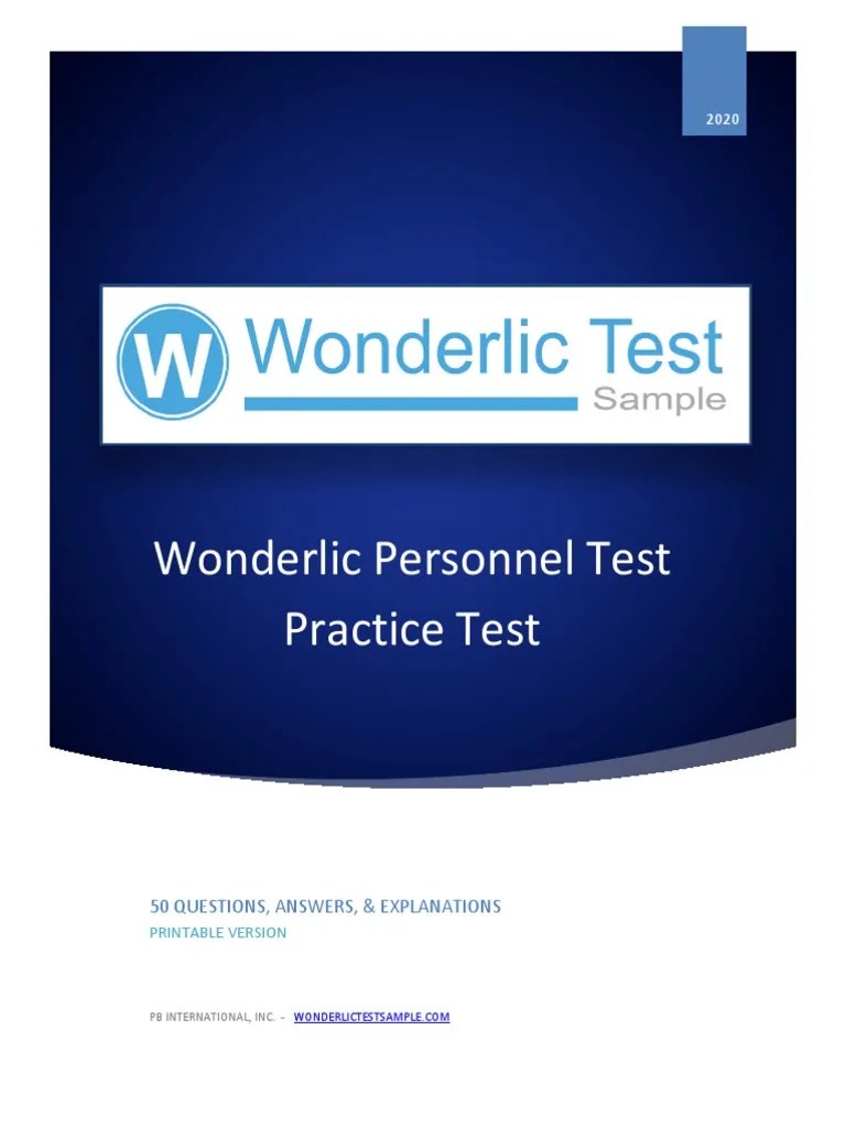 Wonderlic Personnel Test 2020 50Q Answers and Explanations v1.2 PDF