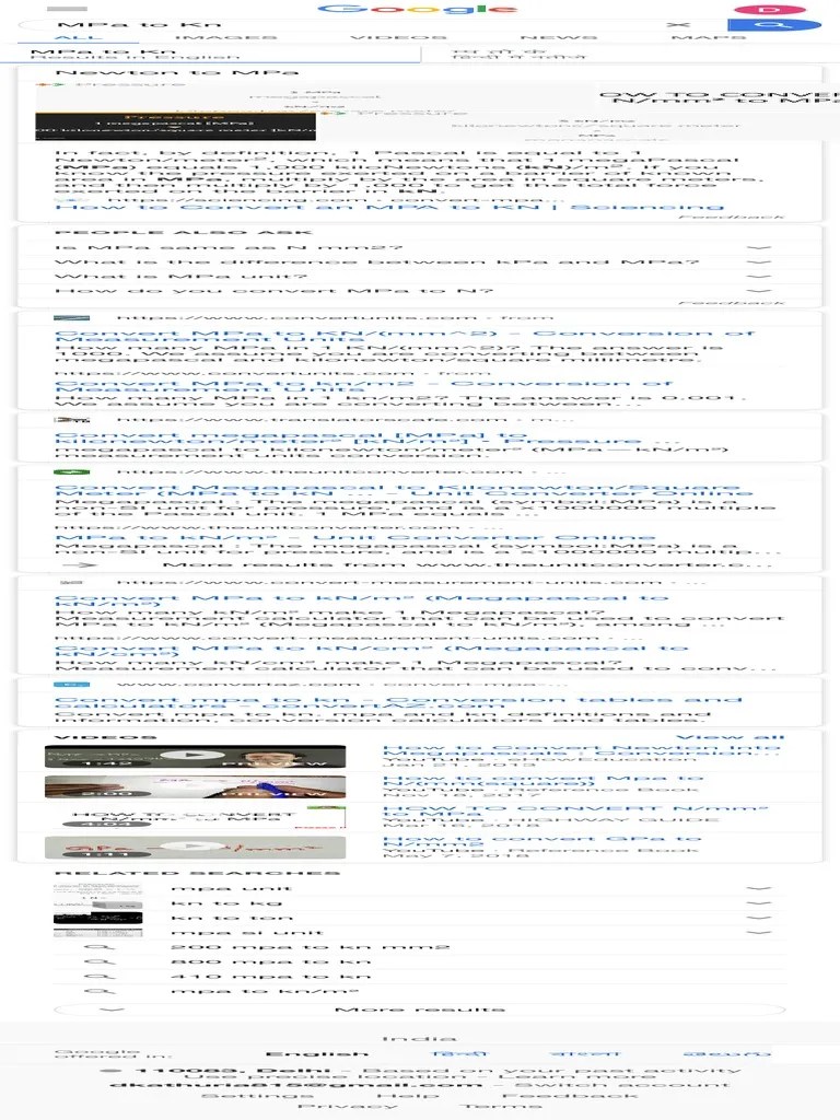How to convert between megapascals (MPa) and kilonewtons (kN) PDF