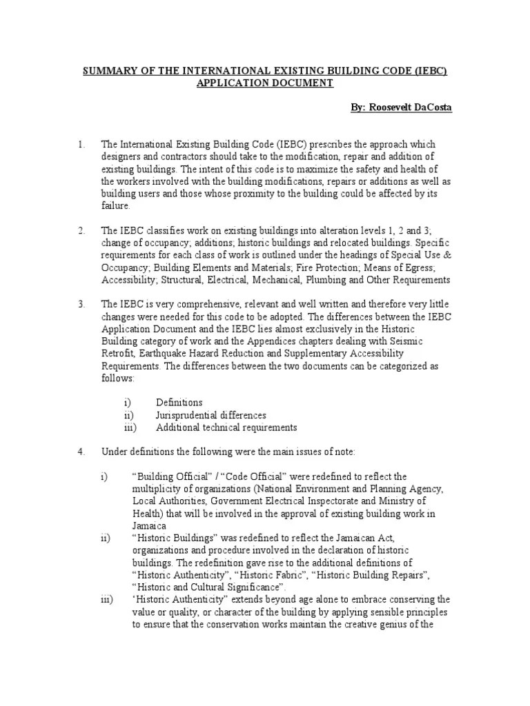 Summary of The International Existing Building Code PDF