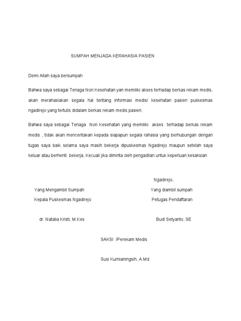 Sumpah Jabatan Non Tenaga Kesehatan | PDF