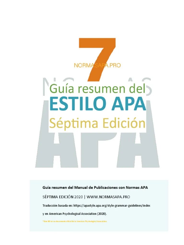 Normas Apa Septima Edicion Spanish Serif Estilo apa