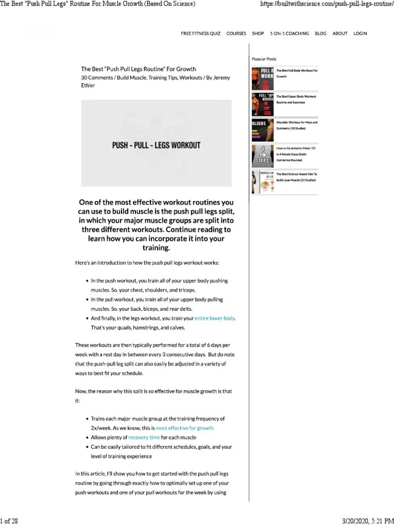 Built With Science Push Pull Legs Routine PDF Recreation