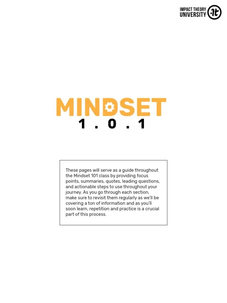 Impact Theory University Mindset 101 PDF Mindset Thought