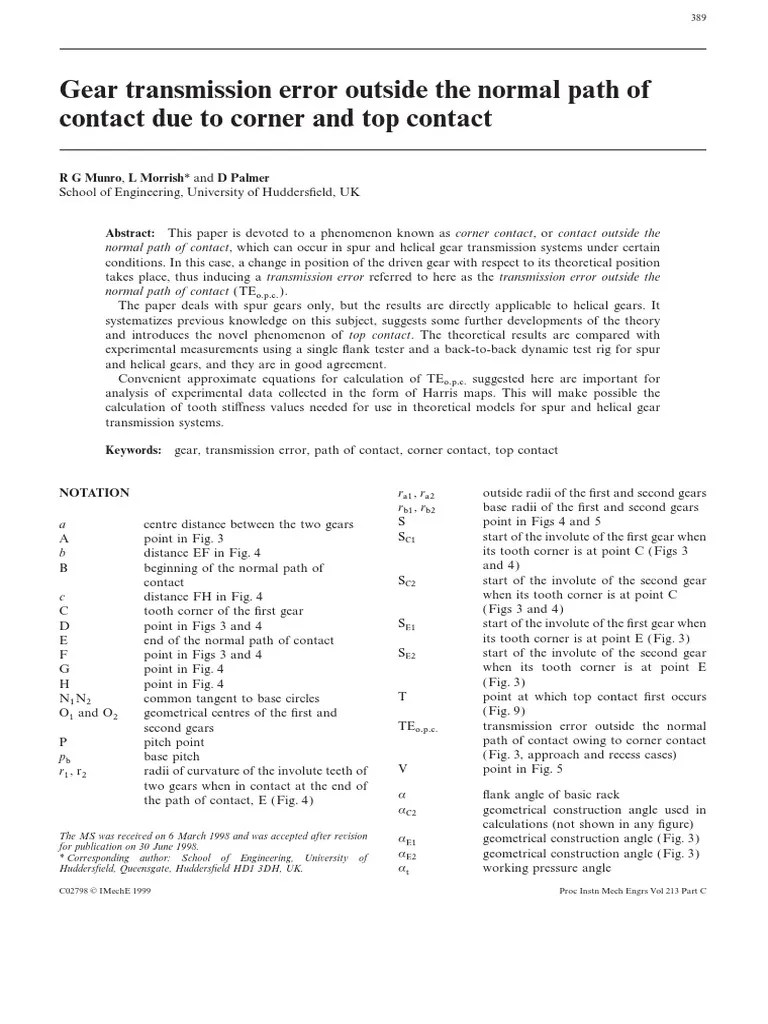 Gear Transmission Error Outside The Normal Path of Contact Due To
