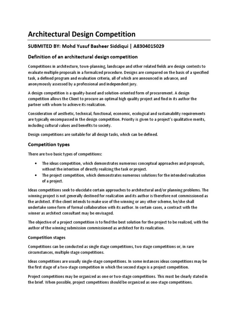 Architectural Design Competition PDF Competition Architect