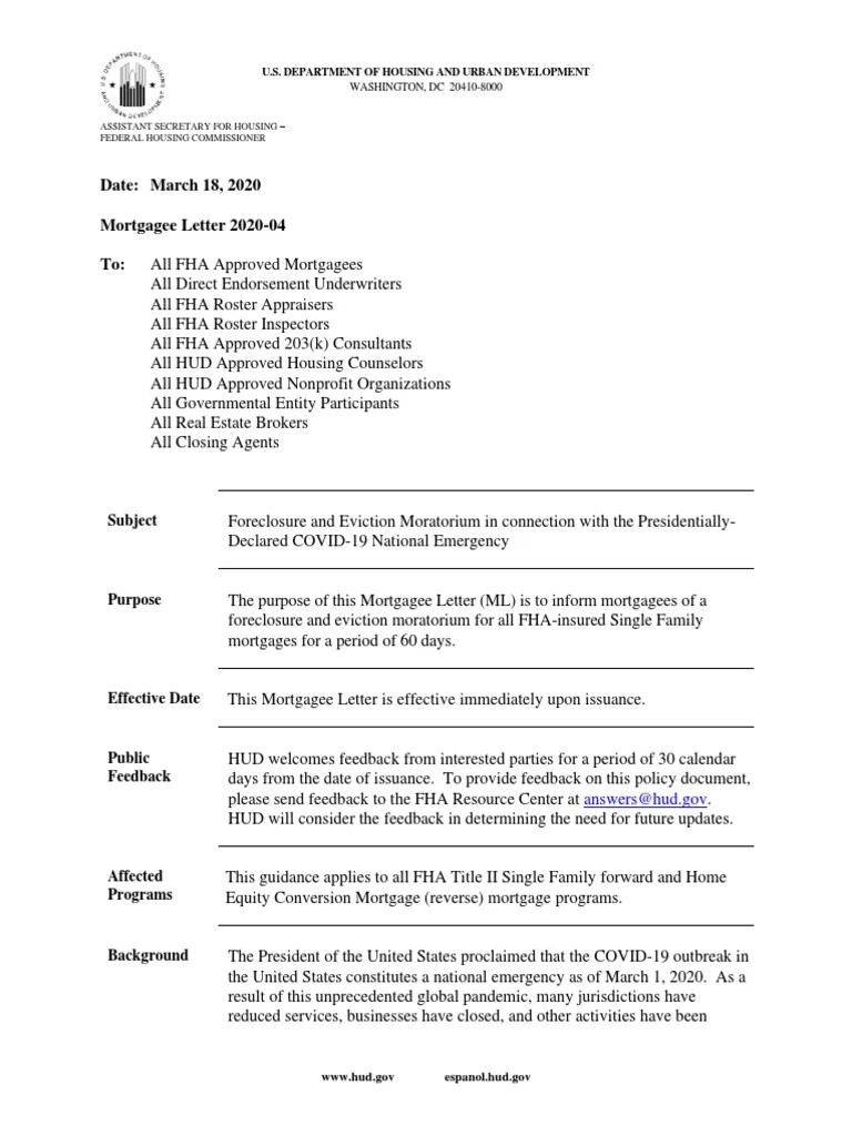HUD Letter United States Department Of Housing And Urban Development