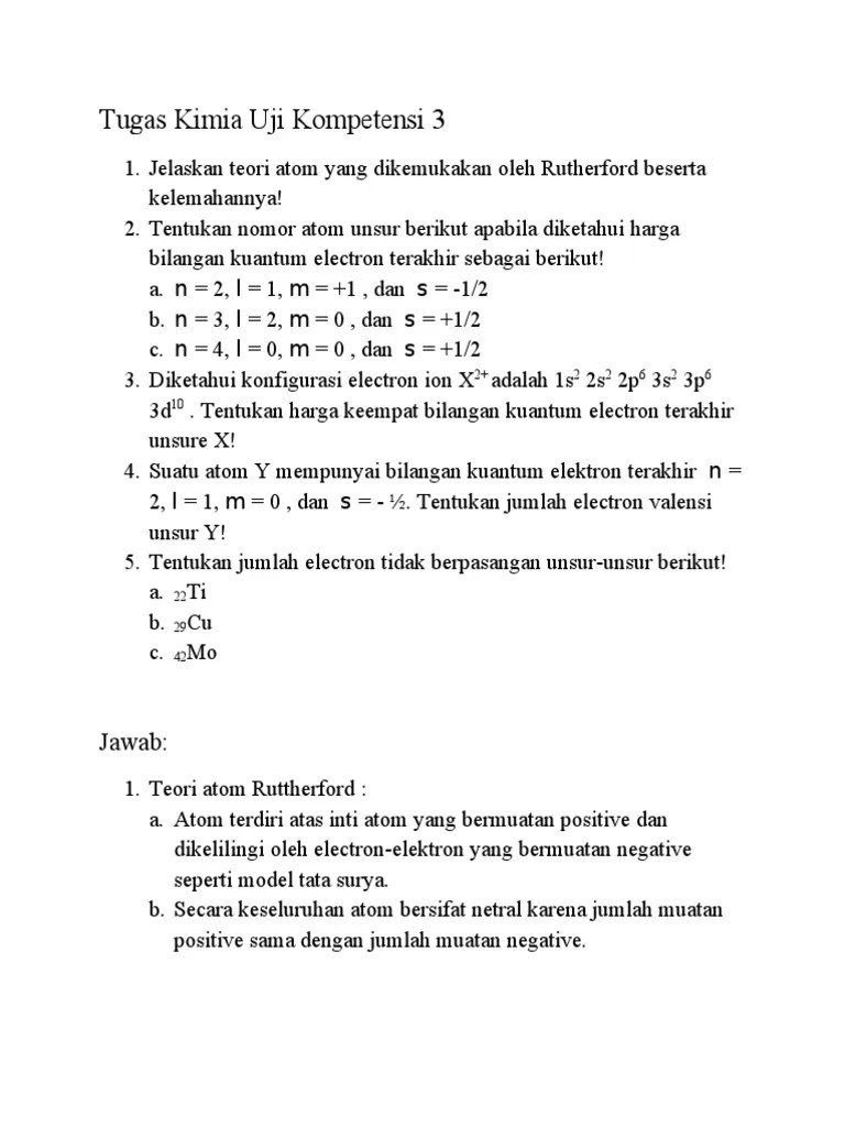 Tugas Kimia Uji Kompetensi 3 | PDF