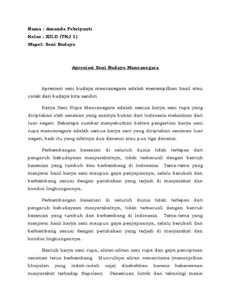 Apresiasi Seni Budaya Mancanegara | PDF