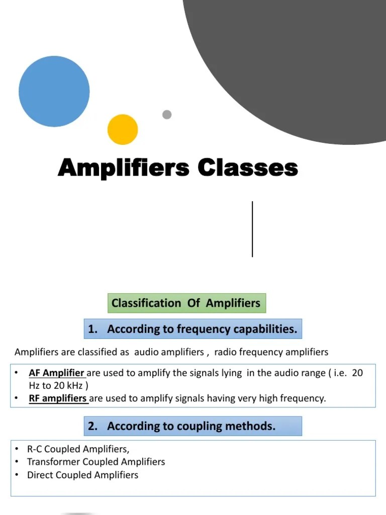 Classes of Amplifiers PDF PDF Amplifier Analog Circuits