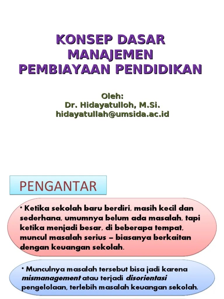 Konsep Dasar Manajemen Keuangan Dan Pembiayaan Pendidkan Islam | PDF