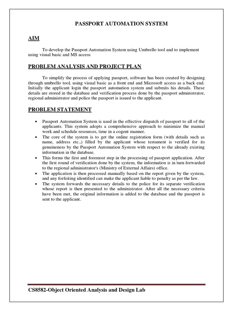 1 Passport Automation System PDF PDF Use Case Databases